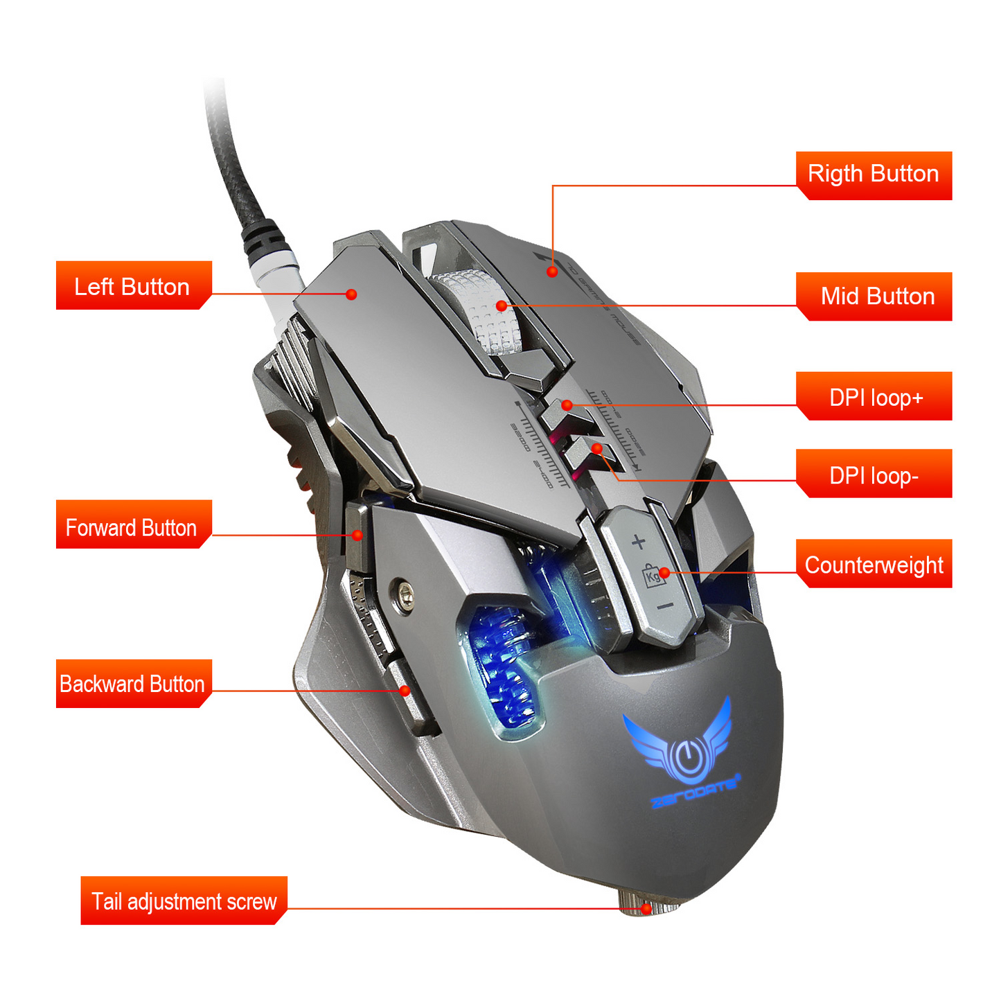 Mechanical wired gaming mouse